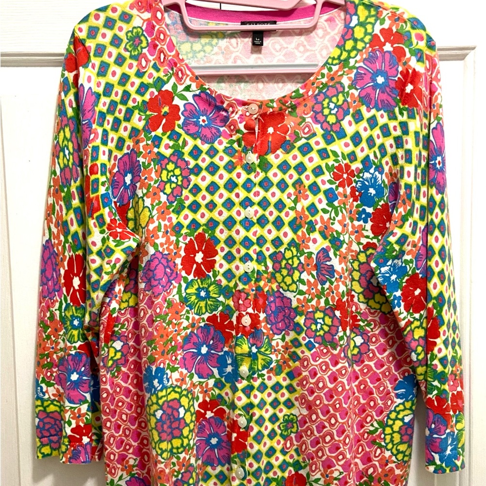 Talbots Multi-Color Floral Button Front Cardigan - image 2